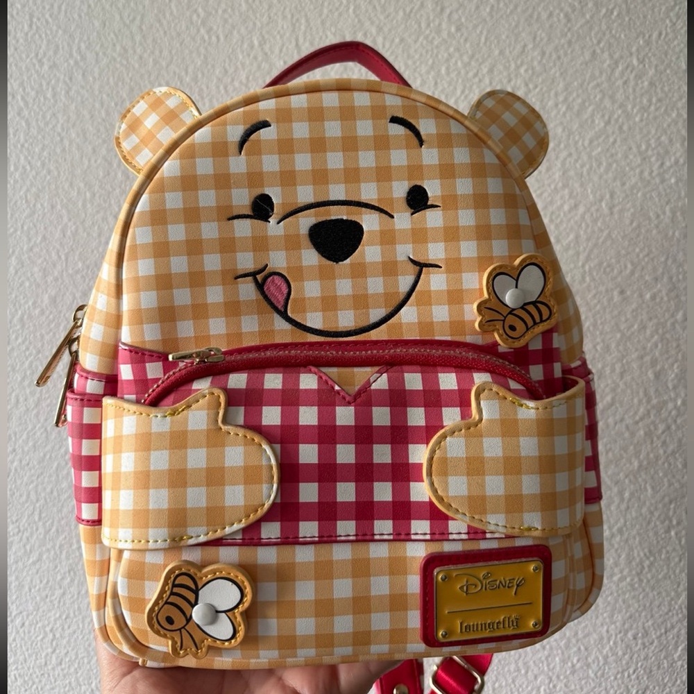 Disney Winnie the Pooh Gingham Backpack - Red and Yellow